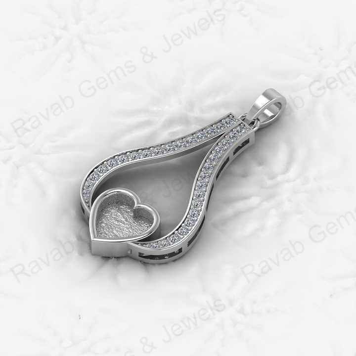 Top Quality 925 Sterling Silver With CZ 8mm Heart Semi Mounting Charm Pendant Setting for Ashes Resin Work Breastmilk Jewelry