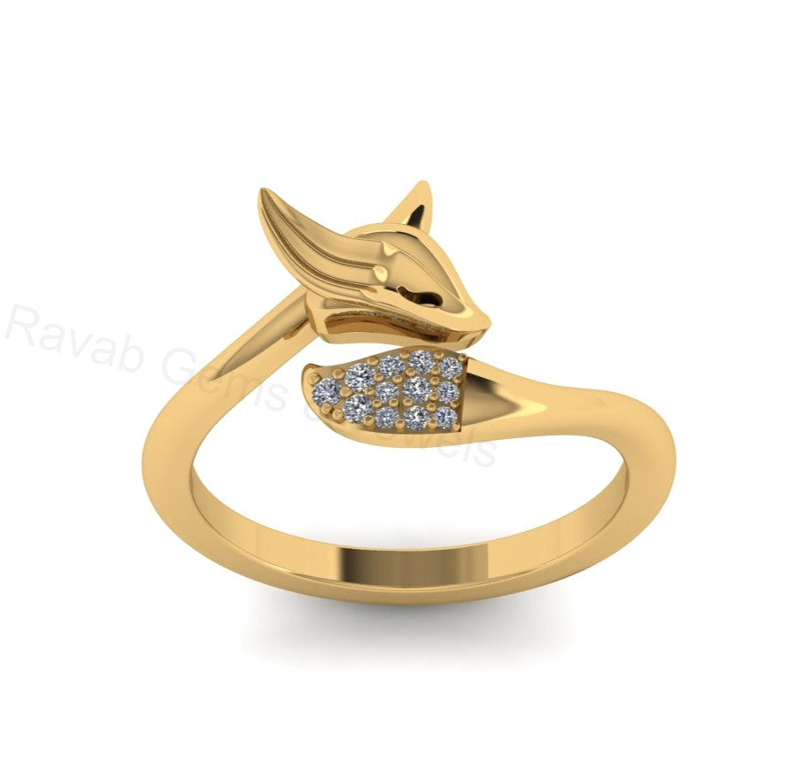 Top Selling 925 Silver Gold Plated Round Cubic Zirconia Accents Gemstone Fox Animal Design Minimalist Women Fine Jewelry Customized Ring