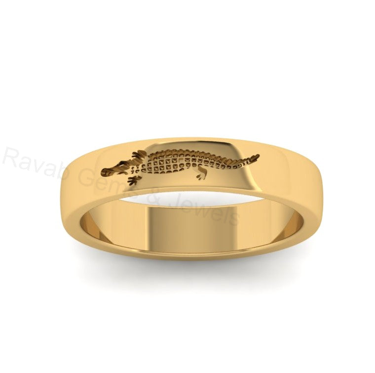 Top Selling 925 Silver Gold Plated Crocodile Alligator Custom Engraved Trendy Animal Design Minimalist Customized Band Ring Unisex Jewelry