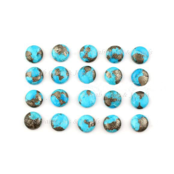 Turquoise Pyrite Round Smooth Calibrated Cabochons Gemstone | Turquoise Loose Beads Stone For Jewelry Set 8mm-16mm 5 Pcs Set