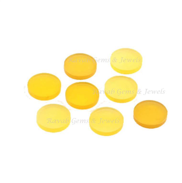 Yellow Chalcedony Round Coin Shape Flat Gemstone, Loose Beads Calibrated Stone For Matching Earring 2 Pcs Set For Jewelry Set Making