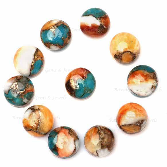 Mohave Copper Oyster Turquoise Round shape 6mm-18mm Cabochons Gemstone|Copper Oyster Turquoise pendant,earrings making beads 2 pcs set