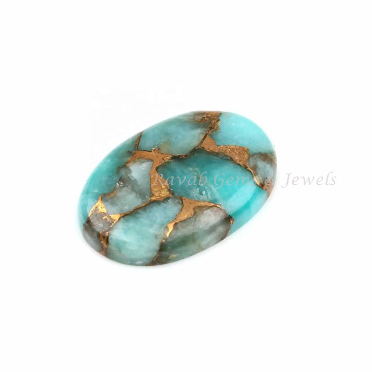 Amazonite Copper Oval Smooth Cabochon 5x7mm to 20x30mm Gemstone For Pendant Necklace, Loose Beads Calibrated Stone For Jewelry Making 1 Pc