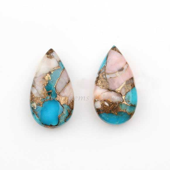 Pink Opal Copper Turquoise Long Pear 11x20mm Smooth Briolette Gemstone, Loose Beads Calibrated Stones For Jewelry Earring Making Stone 2 Pcs
