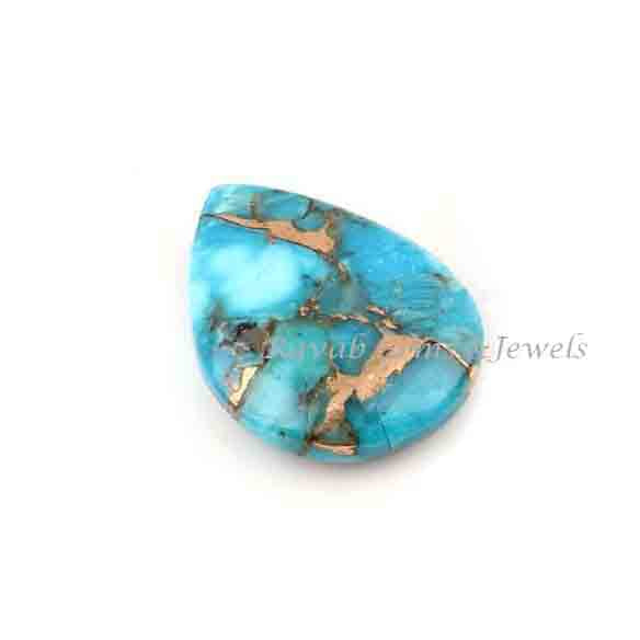 Blue Copper Turquoise Pear 5x7mm to 16x22mm Smooth Briolette Loose Gemstone, Calibrated Semi Precious Stone For Pendant, Earring, Ring 1 Pc
