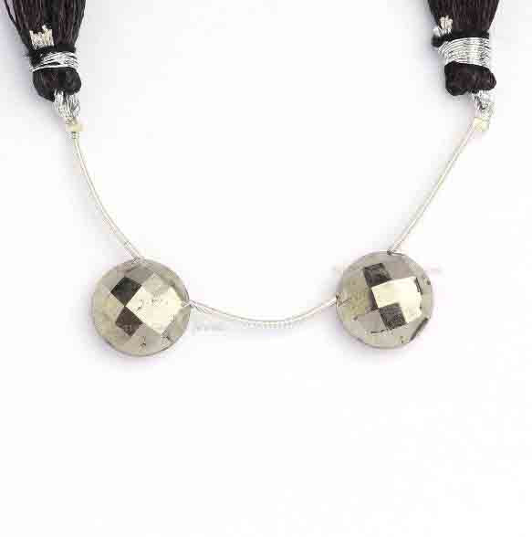 Natural Pyrite Round Shape 12mm Faceted Briolette Gemstone, Loose Beads For Necklace Earring Making, Gifts For Lovely Bridesmaid 2 Pcs Set
