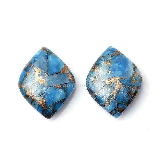 Blue Copper Turquoise Marquise Gemstone Briolette, Calibrated Stones, Loose Beads Stones, Stones For Jewelry Making 14x18mm- 2 Pcs Pair Set