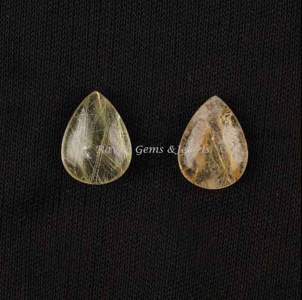 Beautiful Golden Rutile Pear Shape 12x16mm Smooth Briolette Gemstone For Jewelry, Calibrated Loose Beads Stone For Jewelry Making 2 Pcs Set