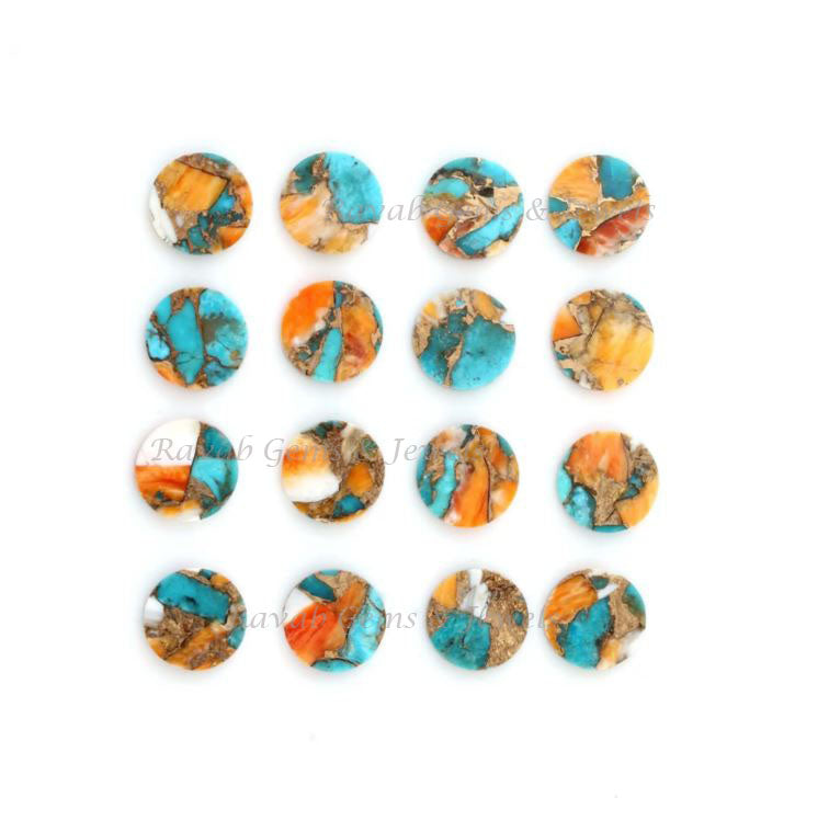 Spiny Copper Oyster Turquoise Coin shape 12mm Flat Gemstone Calibrated, Spiny Oyster Turquoise loose gemstone 2 pcs set