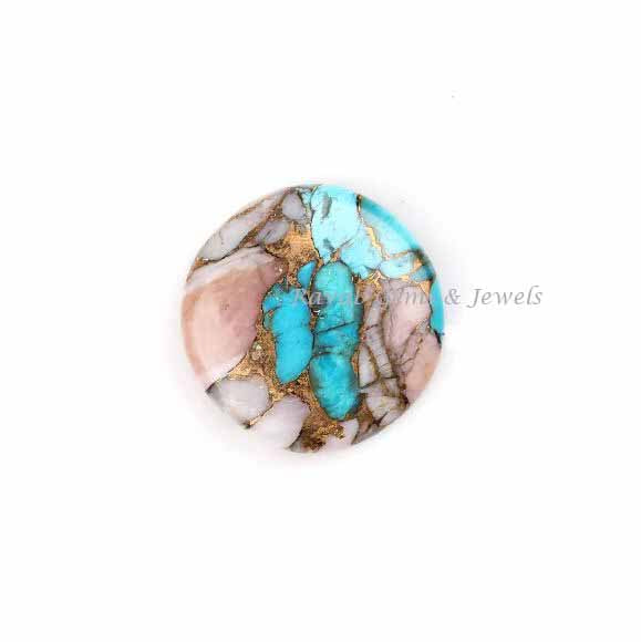 Pink Opal Copper Turquoise Round Shape 5mm to 20mm Cabochon Loose Gemstone, Smooth Calibrated, Semi Precious Stone, For Making Jewelry 1 Pc