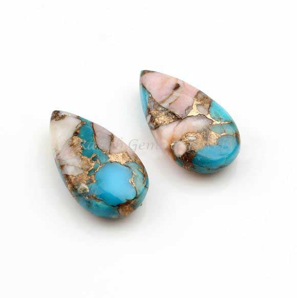 Pink Opal Copper Turquoise Long Pear 11x20mm Smooth Briolette Gemstone, Loose Beads Calibrated Stones For Jewelry Earring Making Stone 2 Pcs