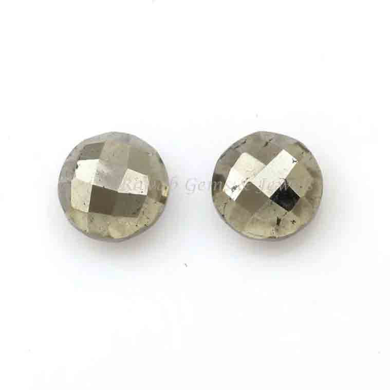 Natural Pyrite Round Shape 12mm Faceted Briolette Gemstone, Loose Beads For Necklace Earring Making, Gifts For Lovely Bridesmaid 2 Pcs Set