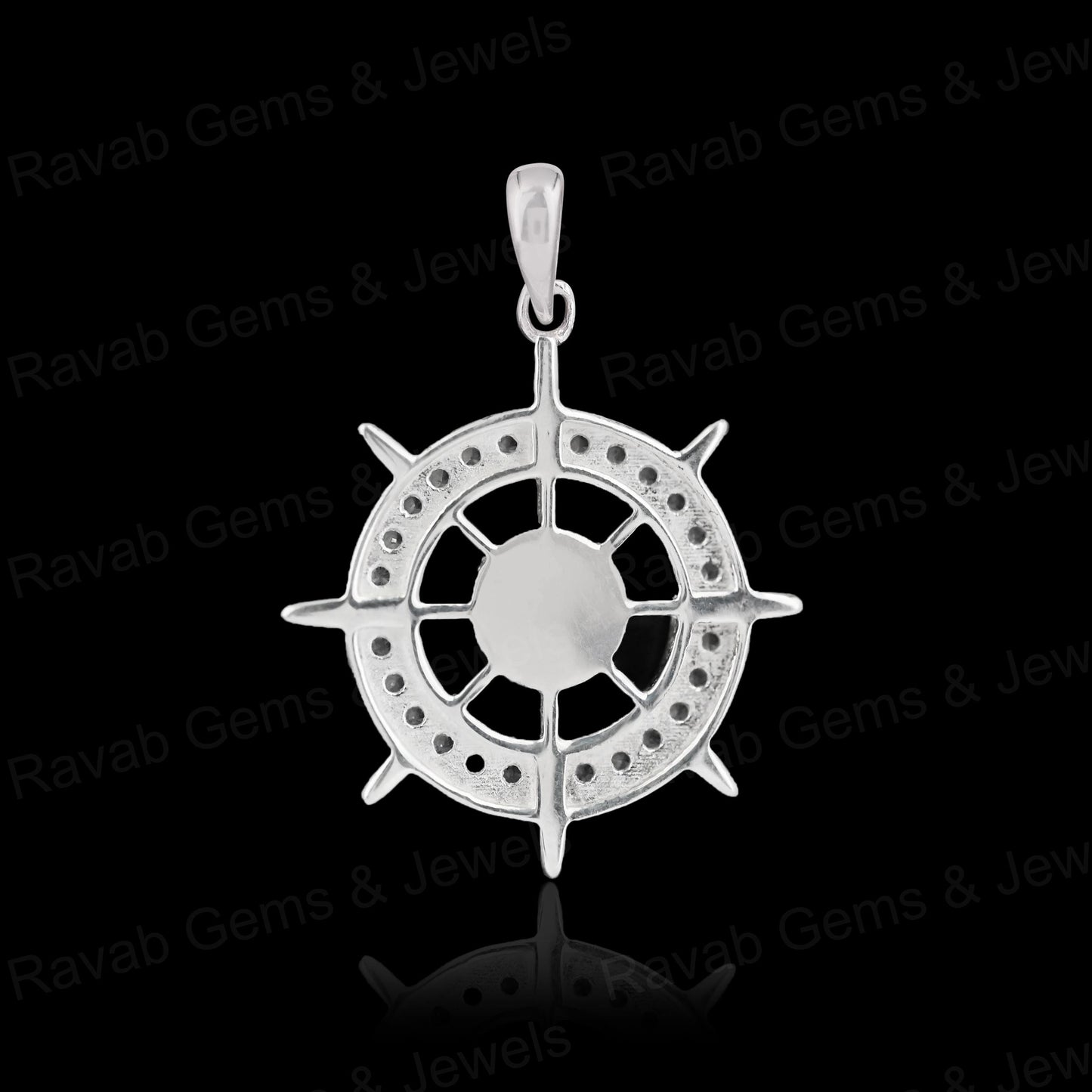 Best Quality 925 Silver 5mm Ocean Helm Ship Wheel Try Zircon Semi Mount Blank Charm Pendant for DIY Jewelry Findings Components