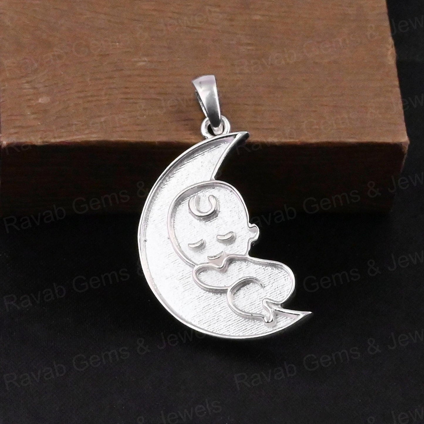 Top Quality 925 Silver 37x19mm Crescent Moon Blank Crescent Moon Blank Charm Pendant Setting Breastmilk Keepsake Jewelry Making