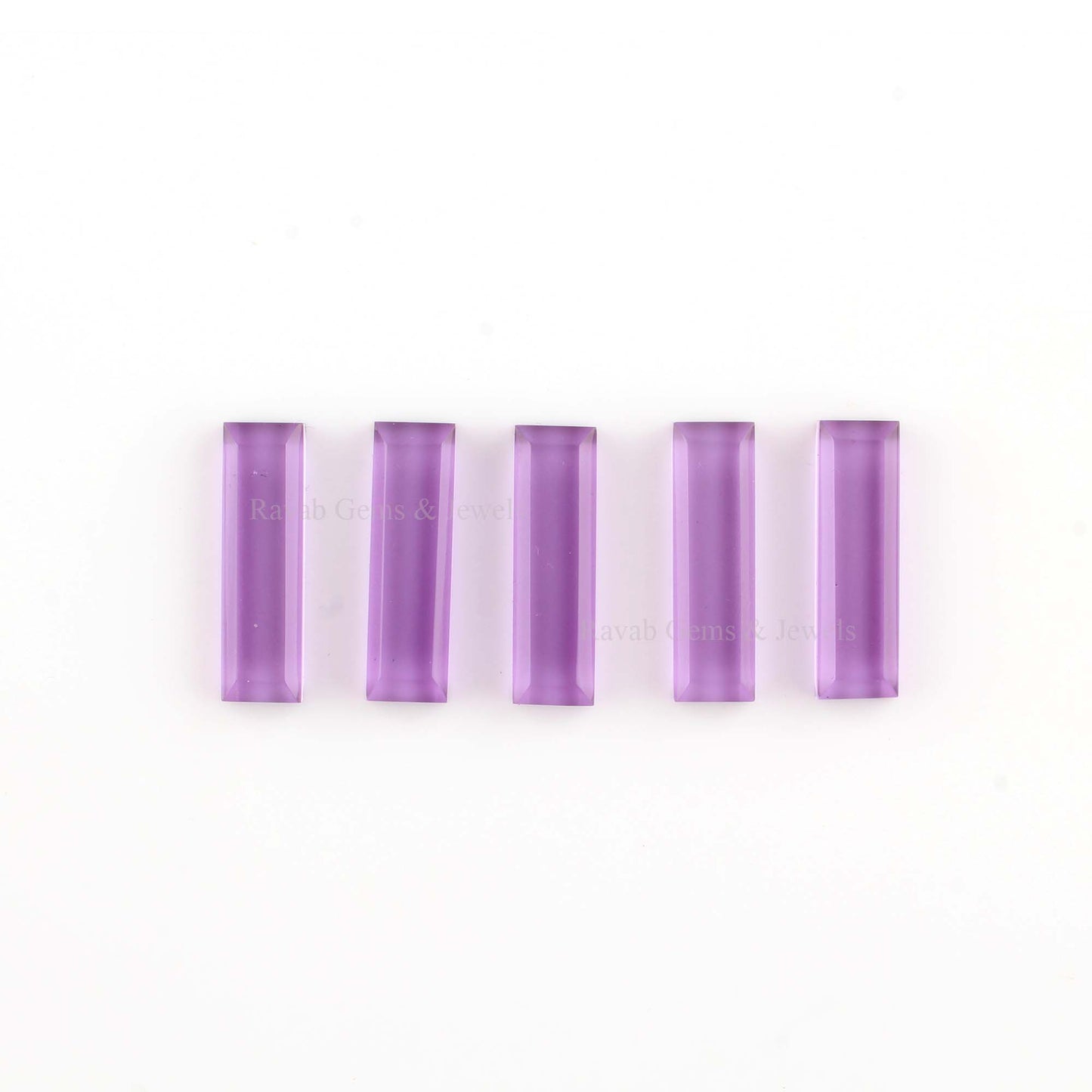 Amethyst Quartz Step-Cut Rectangle Shape 7x24mm Cabochon Gemstone, Calibrated Loose Beads For Jewelry Making 2 Pcs Set- All Sizes Available
