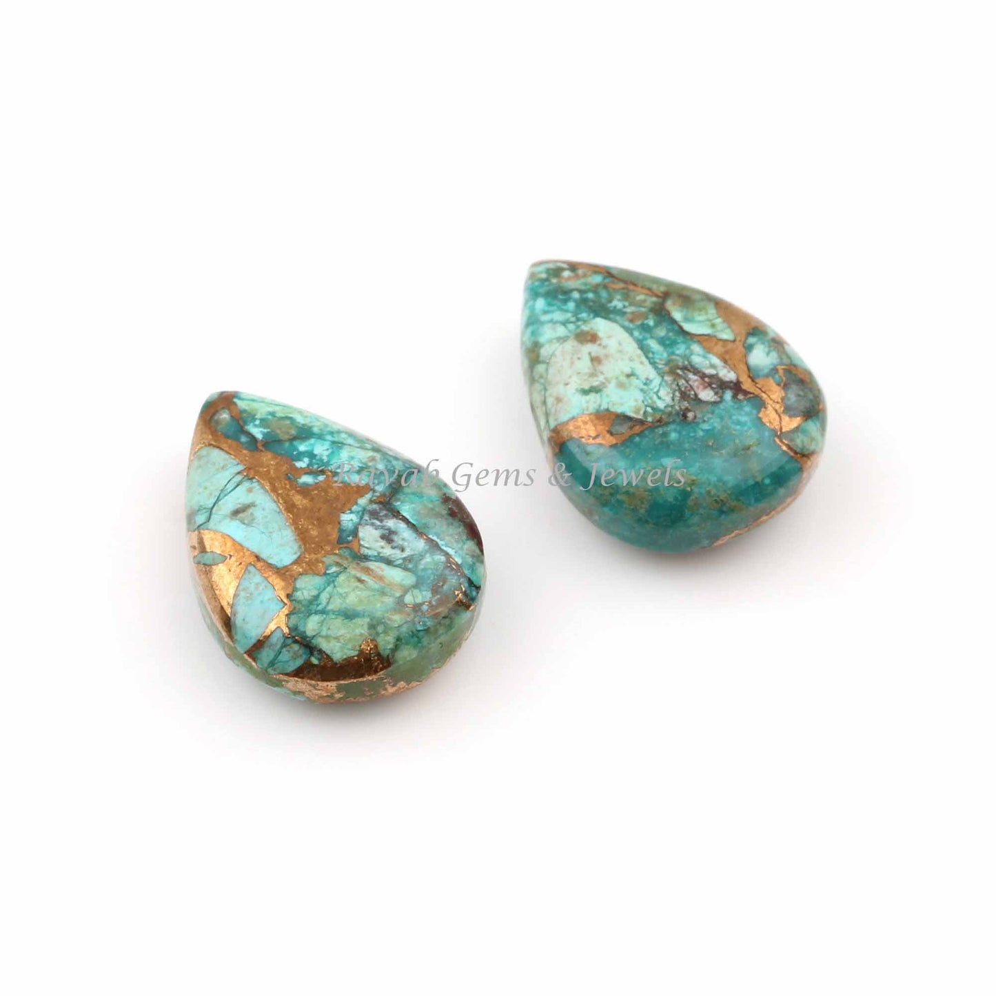 Chrysocolla Copper Turquoise Pear Shape Smooth Briolette Gemstone, Loose Beads Semi Precious Stone By GemsBazaarIndia Earring Stones - 2 Pcs