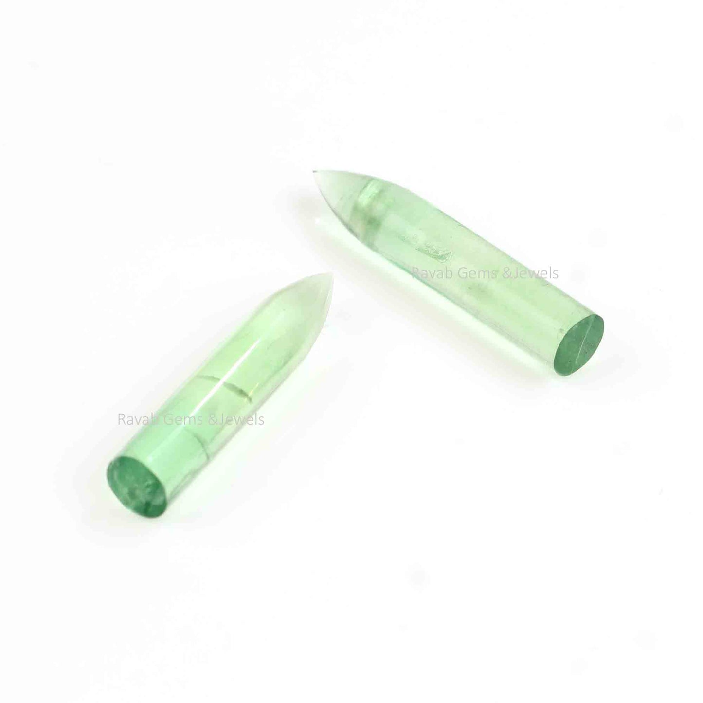 Natural Green Fluorite Long Bullet Shape Gemstone For Jewelry, Loose Beads Calibrated Stone For Matching Earring Making 6x30mm 2 Pcs Set