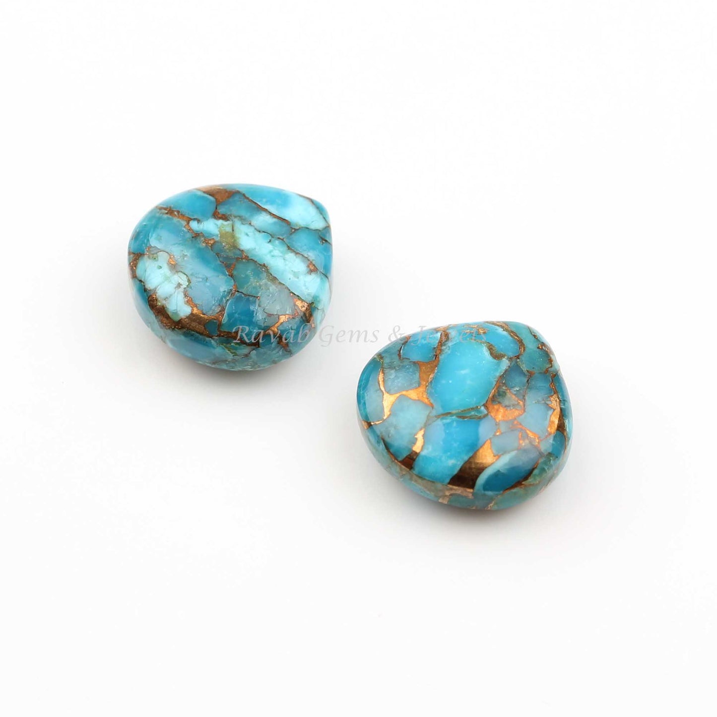 Natural Blue Copper Turquoise, 12x12mm Heart Shape, Loose Gemstone, Smooth Briolettes, Hand Cut, For Jewelry Making, Various Sizes Avail.