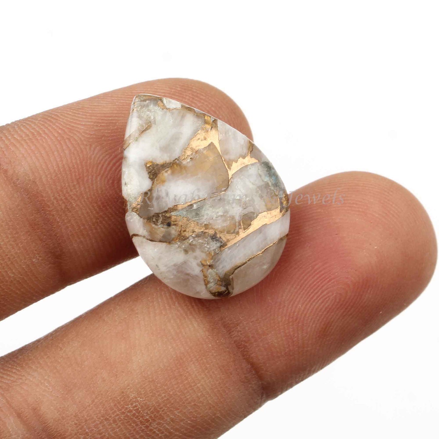 White Calcite Copper 5x7mm to 16x22mm Pear Smooth Briolette, Semi Precious Gemstone For Jewelry Making, Calibrated Stone, Wholesale- 1 Pc