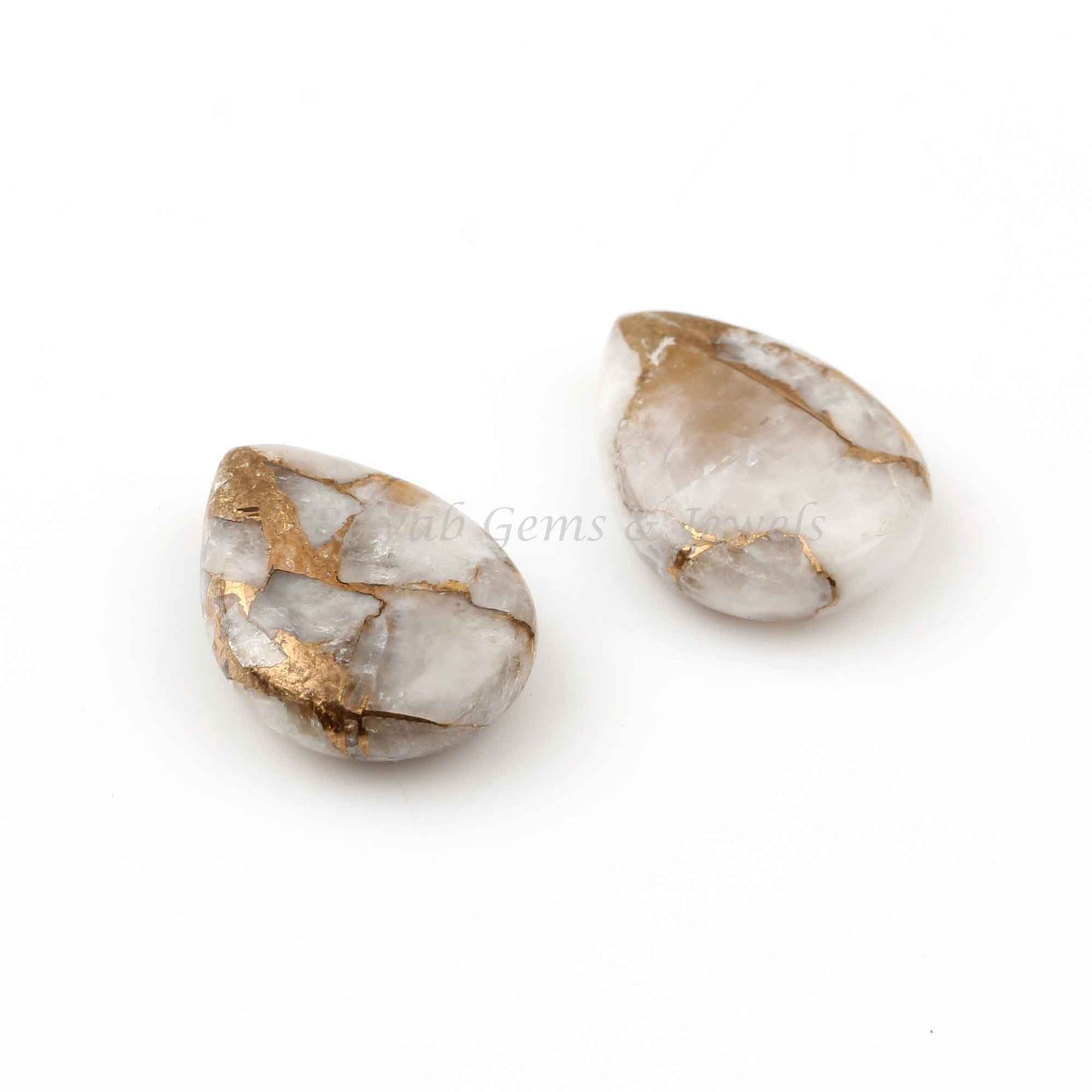 White Calcite Copper, Pear Smooth Briolette, Calibrated Loose Gemstone, Semi Precious Stone, High Polished, For Ring Earring Making 2 Pc Set