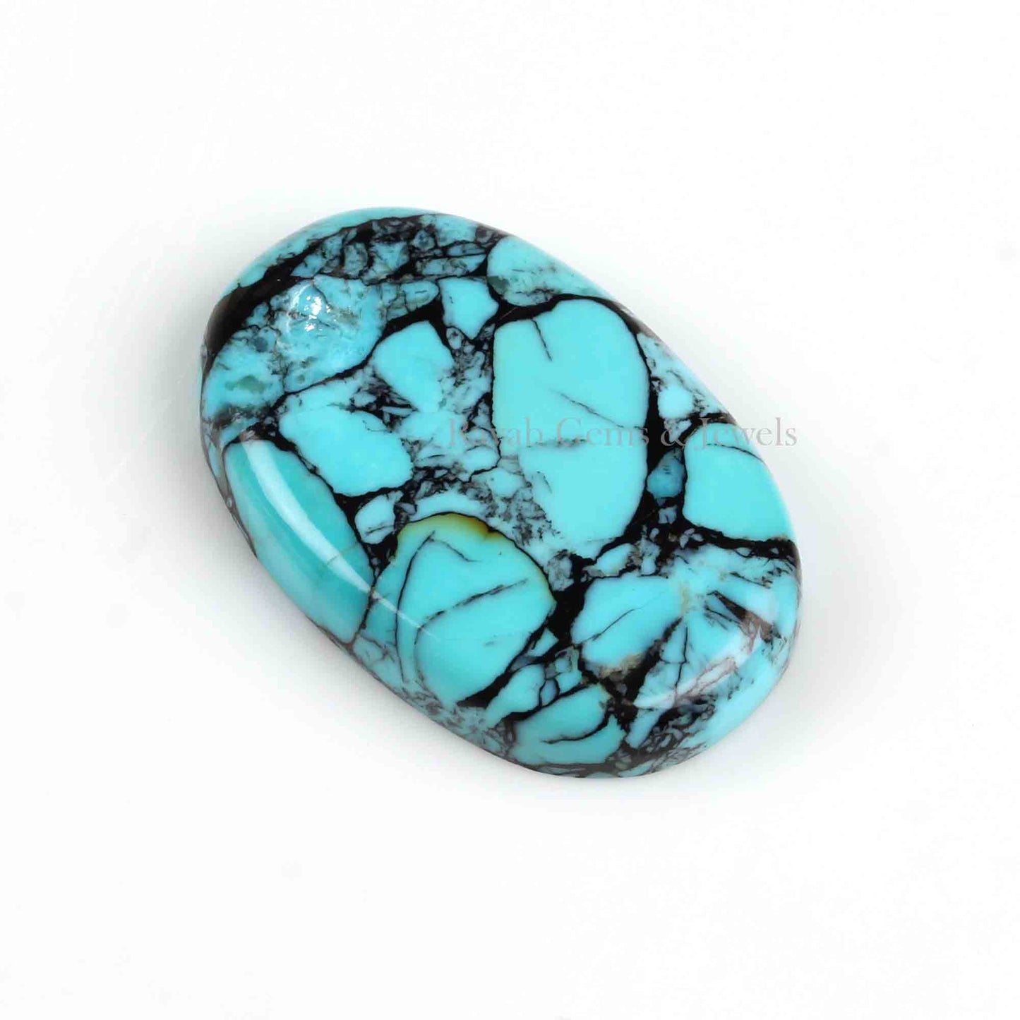 Kingman Spiderweb Blue Turquoise Oval 5x7mm to 20x30mm Cabochon Loose Gemstone Calibrated Smooth Semi Precious Stone For Jewelry Making 1 Pc