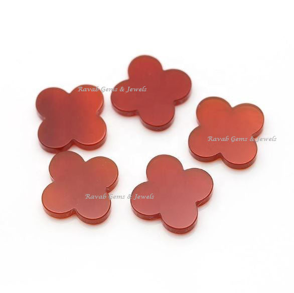 Red Onyx, Clover Both Side Flat, Loose Gemstone, Four Leaf Wholesale Supplier, Semi Precious Stone, For Making Jewelry, All Size Available
