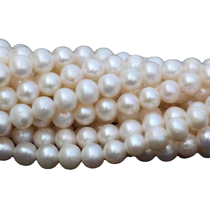 Best Quality Natural 6mm Smooth Ball Round Shape Freshwater Pearl for Jewelry Making 13" Inches Strand Gemstone Beads