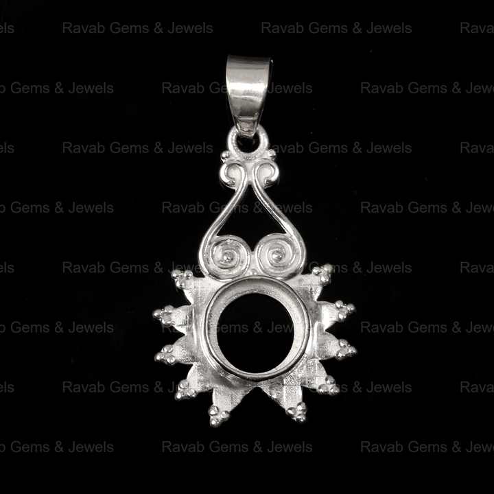 Solid 925 Sterling Silver 5mm Round Semi Mount Blank Claws Zircon Charm Pendant Setting for DIY Jewelry Findings & Components