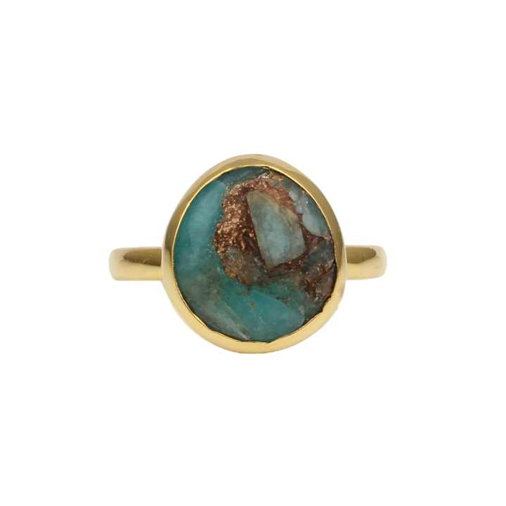 High Quality Solid 925 Sterling Silver Amazonite Copper Thumbed Ring Dainty Fashionable Ring With Fancy Design for Women