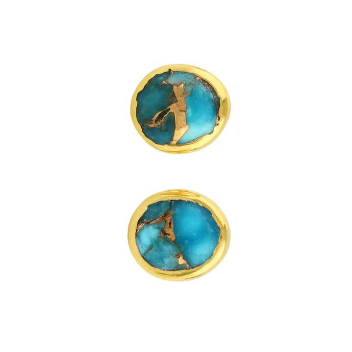 Stunning Design Natural Blue Copper Turquoise Earrings Gemstone Jewelry Supplier Sterling Silver Gold Plated Stud Earring