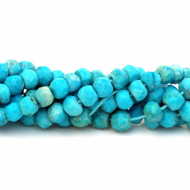 Best Quality Wholesale Natural 5mm to 6mm Faceted Rondelle Arizona Turquoise Jewelry Making Semi Precious Gemstone Strand Beads