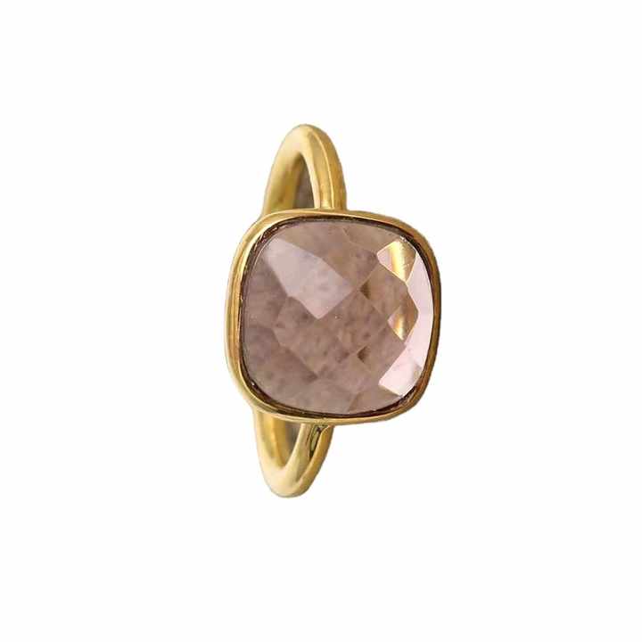 Beautiful Design Natural Gemstone Rose Quartz Sterling Silver Ring Handmade Polish Gold Plated Latest Design Statement Ring