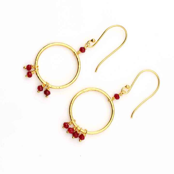 Hot Sale Women Fashion 2-3mm Dyed Ruby Stone Beads Handmade Jewelry 925 Sterling Silver Danfle Earrings Pair Gift for Her