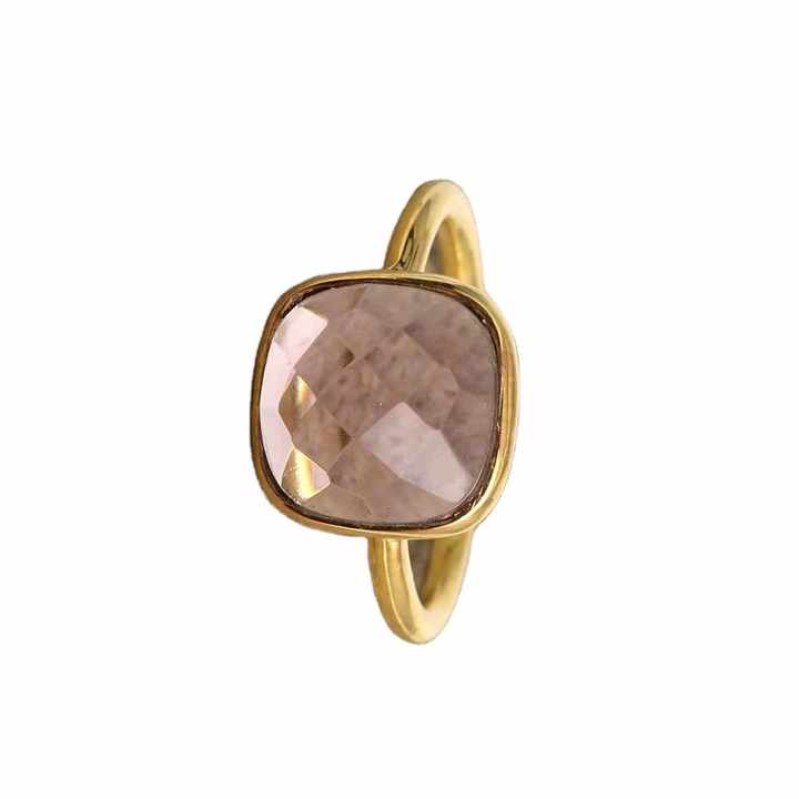 Beautiful Design Natural Gemstone Rose Quartz Sterling Silver Ring Handmade Polish Gold Plated Latest Design Statement Ring