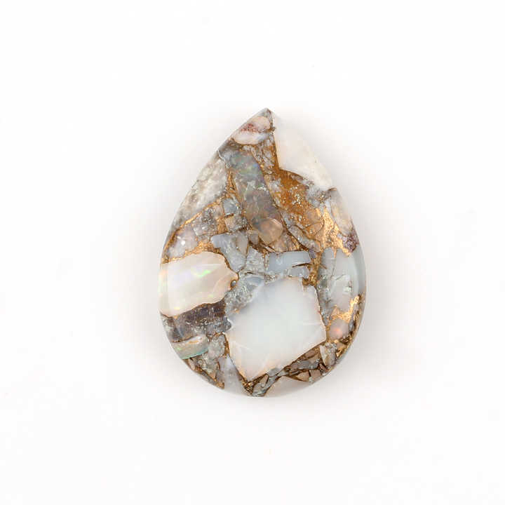 High Quality 16x22mm Natural Ethiopian Pink Opal Smooth Copper Pear Shape Briolette Calibrated Loose Gemstone for Jewelry Making