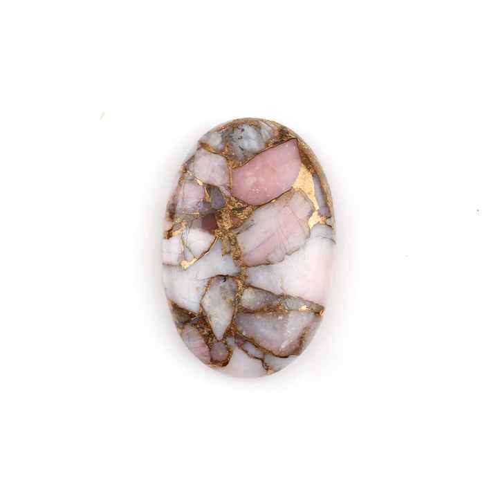 High Quality Handmade Natural 20x30mm Smooth Oval Cut Pink Opal Copper Loose Gemstone Flat Back Cabochons for Making Jewelry
