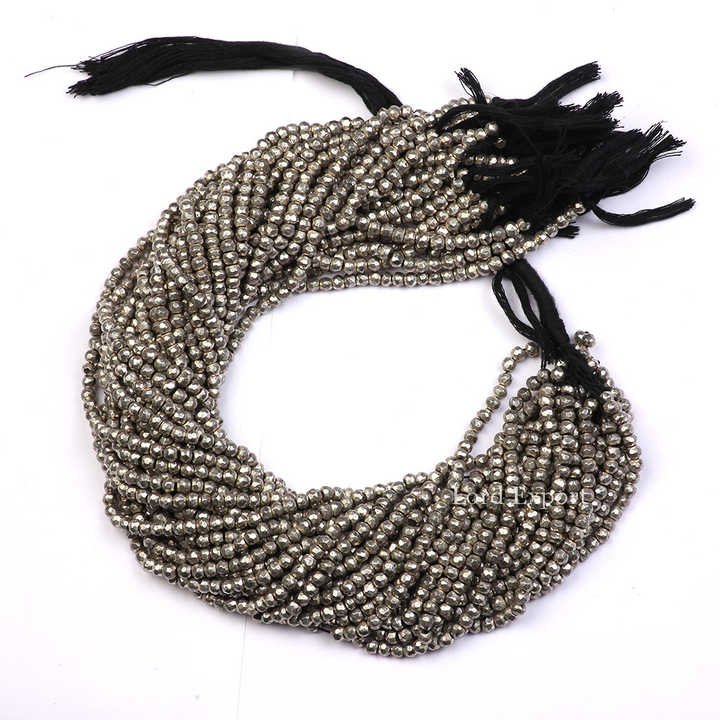 Best Seller High Quality Natural Fools Gold Pyrite Faceted Cut 3mm to 4mm Rondelle Gemstone Beads Strand Jewelry Making Bracelet