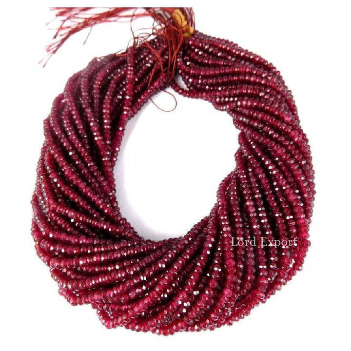 Natural Garnet 3 to 5 MM Faceted Rondelle Stone Beads Strand