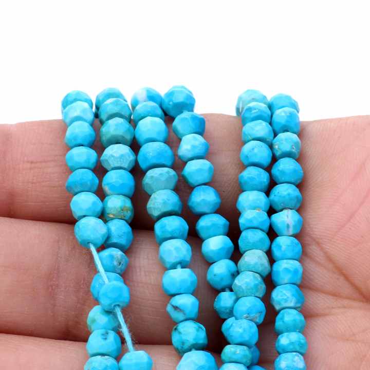 Best Quality Wholesale Natural 5mm to 6mm Faceted Rondelle Arizona Turquoise Jewelry Making Semi Precious Gemstone Strand Beads
