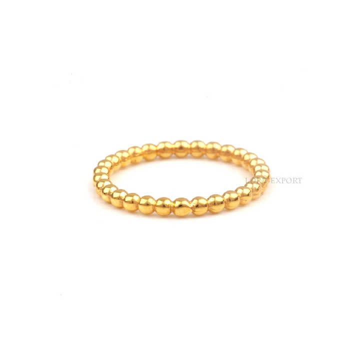 Beautiful 925 Sterling Silver Minimalist Jewelry Dainty Stacking High Polished Gold Plated Beaded Band Stackable Ring for Her