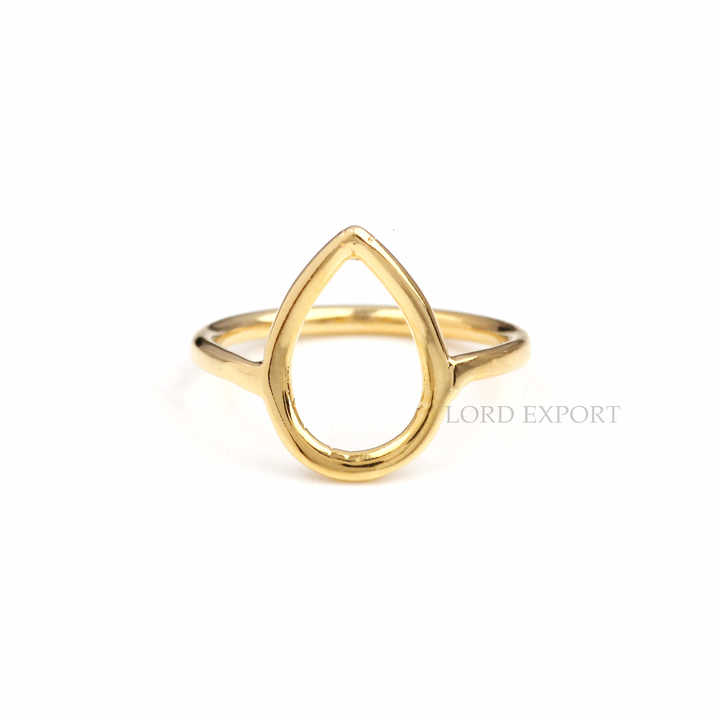 Open Pear Circle Sterling Silver Gold Plated Stacking Ring
