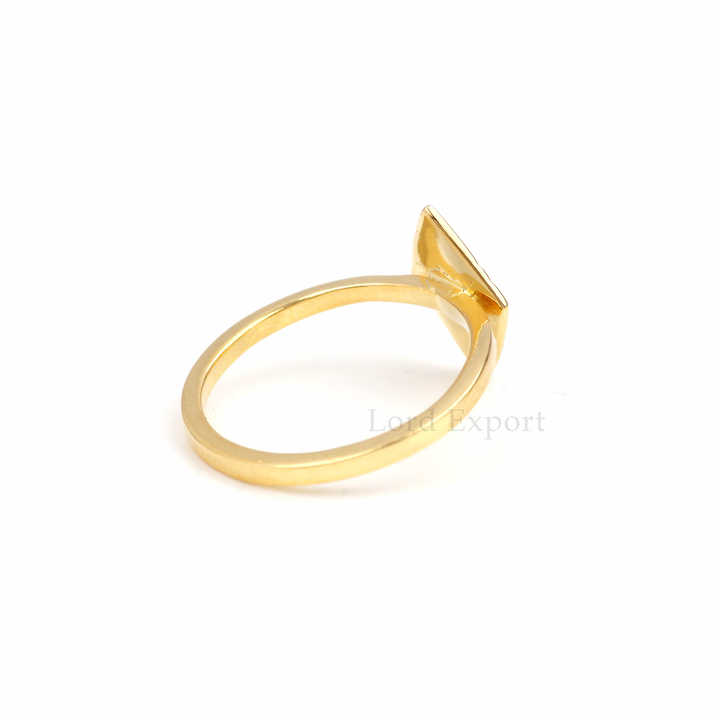 Handmade 925 Sterling Silver Minimalist Jewelry Dainty Stacking Polish 18k Gold Plated Kite Rhombus Shape Stackable Ring for Her