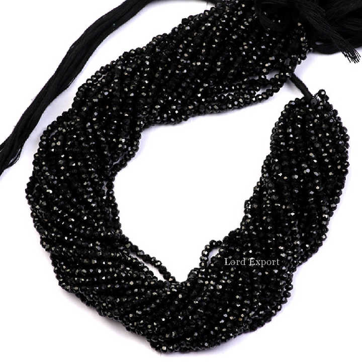 Natural 3-4mm Black Onyx Beads Gemstone Faceted Loose Stone Beads 13 Inches Strands Wholesale Rondelle Beads for Making Jewelry