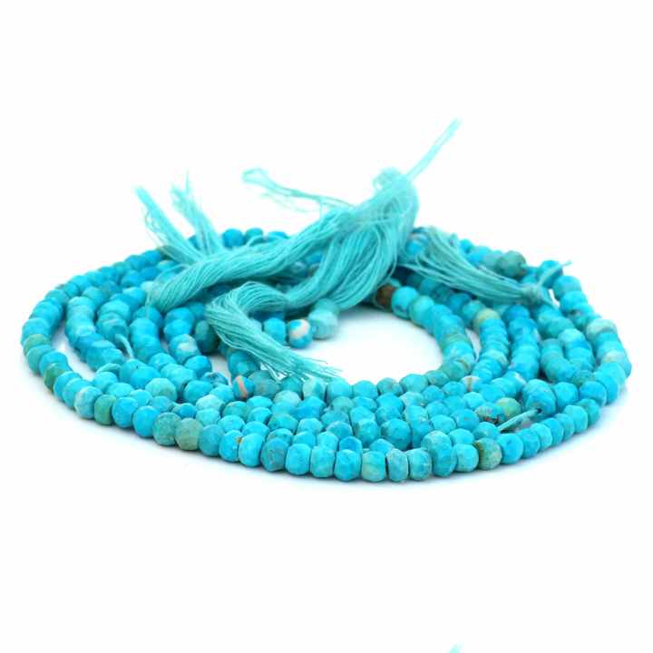 Best Quality Wholesale Natural 5mm to 6mm Faceted Rondelle Arizona Turquoise Jewelry Making Semi Precious Gemstone Strand Beads