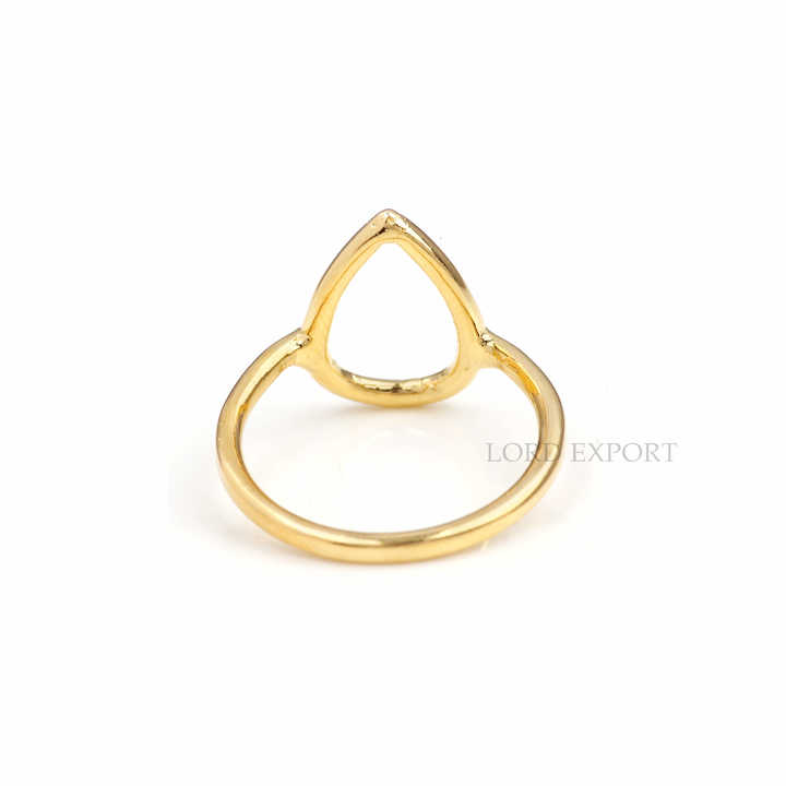 Open Pear Circle Sterling Silver Gold Plated Stacking Ring