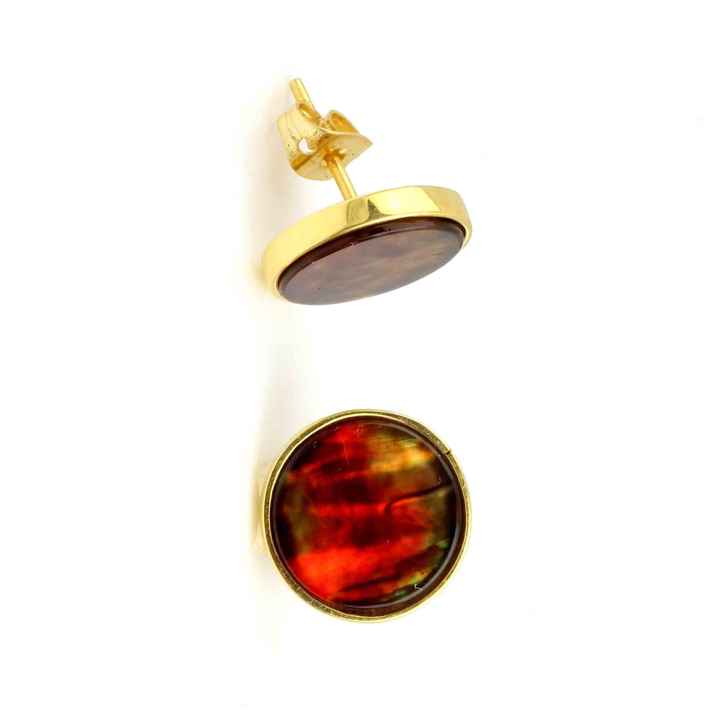 Embellished Ammolite Gemstone Jewelry Wholesale 925 Sterling Silver Gold Plated Stud Earring for Women