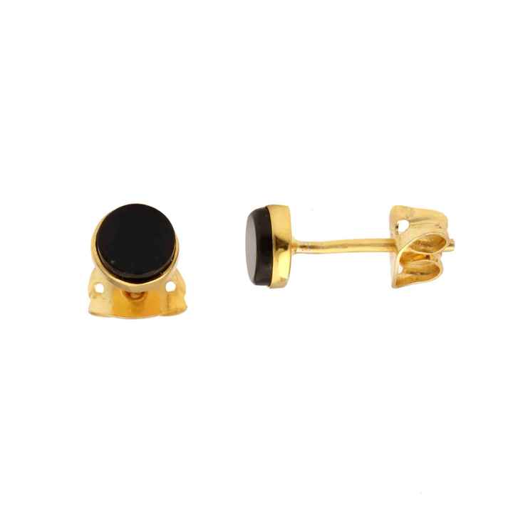 Best Selling Genuine 925 Sterling Silver Dainty Geometric Stud Earrings Women Black Onyx Stone Gold Plating Trendy Fine Jewelry