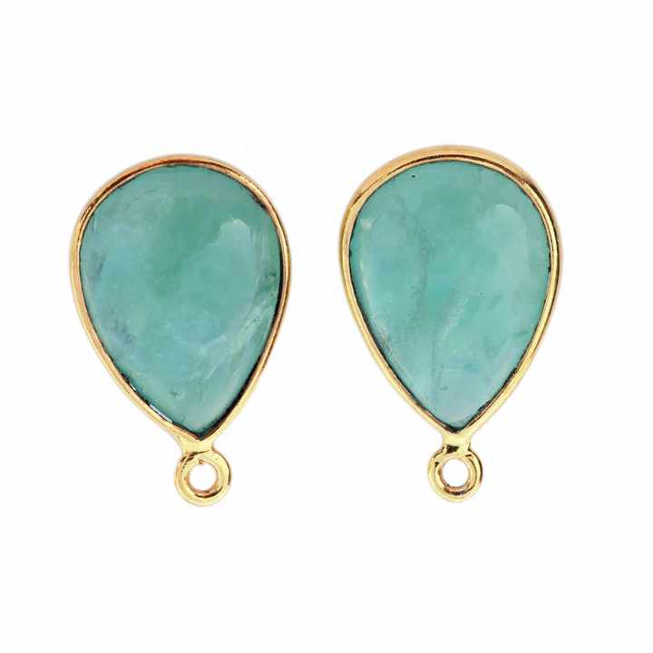 Top Quality 12x16mm Pear Drop Briolette Natural Amazonite Gemstone Bezel Setting 925 Sterling Silver Charms for Pendant Necklace