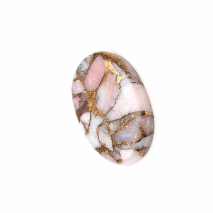 High Quality Handmade Natural 20x30mm Smooth Oval Cut Pink Opal Copper Loose Gemstone Flat Back Cabochons for Making Jewelry
