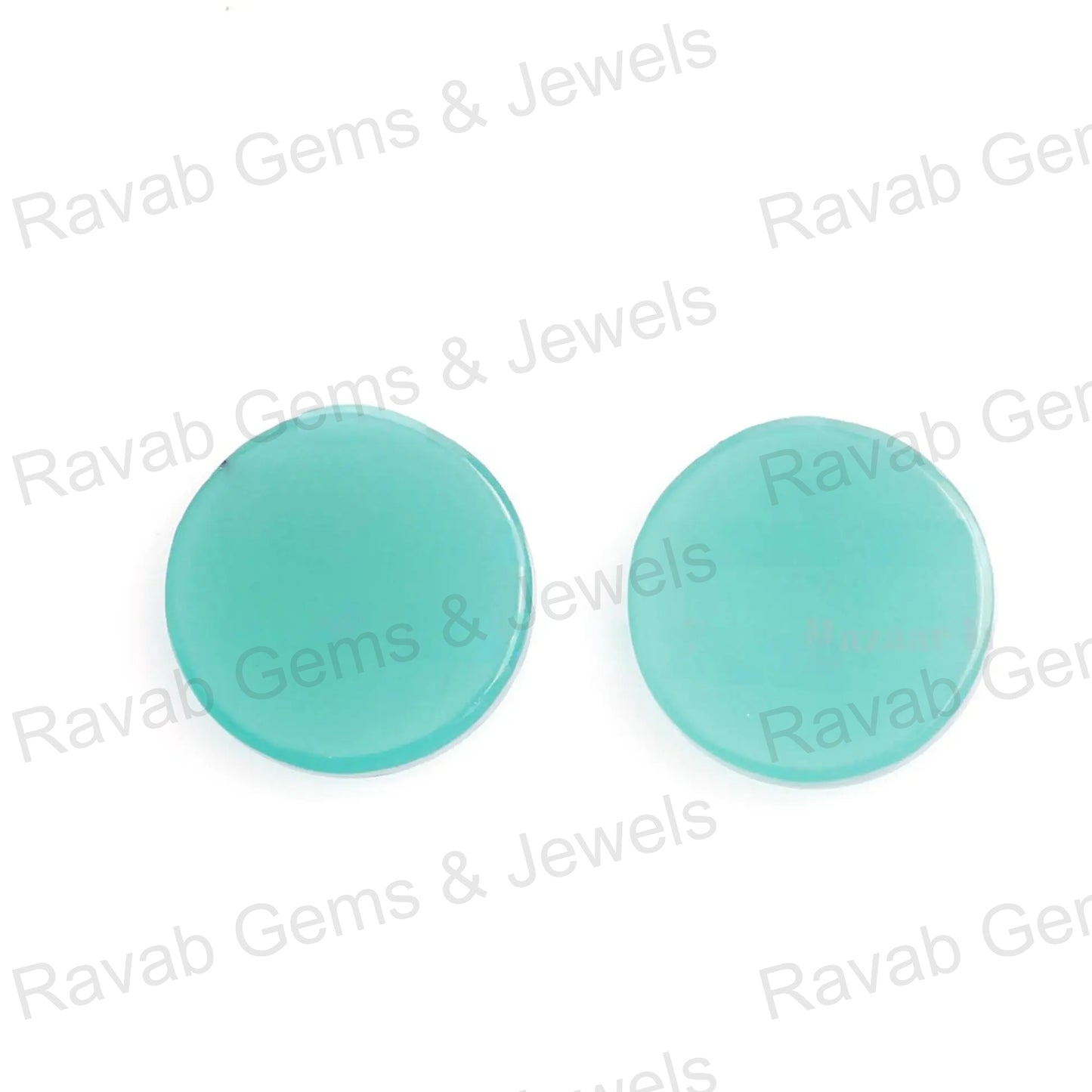 Aqua Chalcedony Round Shape Flat Gemstone, Loose Beads Calibrated Stone For Jewelry Earring Ring Pendant Making 8mm-16mm 2 Pcs All Sizes